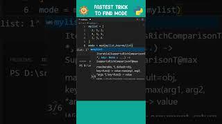 FASTEST TRICK TO FIND MODE FROM ANY PYTHON LIST #shorts #coding #programming #python #tricks #tips