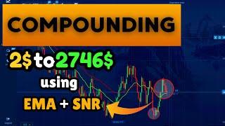 $2 To $2746 Using EMA & SNR Strategy | Binary Options | Pocket Option Compounding Strategy