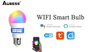 Aubess Wifi Smart Bulb RGBCW Work with Alexa Google Home Yandex