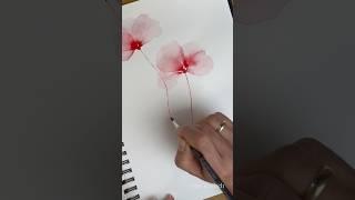 How to paint abstract minimalist flowers with  watercolor. Use this layered technique #abstract