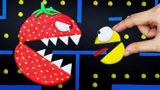 Crazy Strawberry Pac-Man Monster Attack - Best of Game Pacman Stop Motion