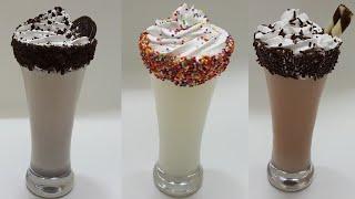 3 Milkshake Recipe | Chocolate Milkshake | Oreo Milkshake | Vanilla Milkshake