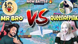 Mr Bro Vs Queenofpink || New Battle In Erangel Map || Pubgmobile || BOMTA gaming