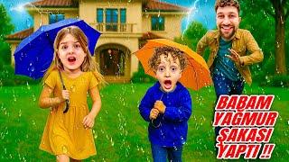 KUZEY ELİF BABAM YAĞMUR ŞAKASI YAPTI ‼️ EYVAH BABAMA NAPTIK !! ÇILDIRDI !!