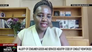 Validity of Consumer Goods and Services Industry Code of Conduct reinforced