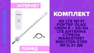 Комплект 4G LTE Wi-Fi роутер Olax U90H-E + 3G/4G LTE антенна Стрела MARKETNET 21 дБ