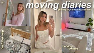 MOVING VLOG ˚  ⋆｡˚ cleaning & organizing, building furniture, apartment shopping & home vlog