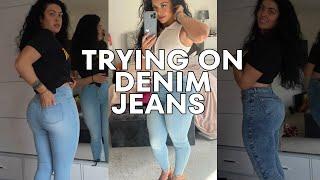 4K Denim Jeans Try on Haul - Trying on Jeans 