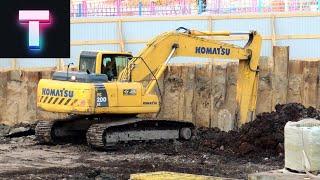 Crawler excavator working on a construction site video