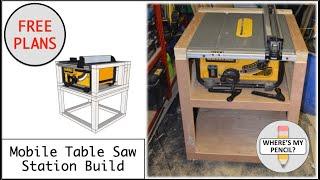 Mobile Table Saw Station Build for DeWalt DW745 - FREE PLANS