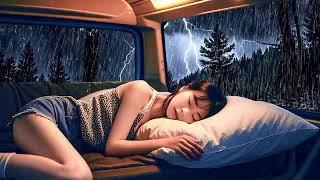 Deep Sleep Ambience | Cozy Car Shelter Rainstorm Sounds in the Forest Therapy Bliss