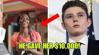 Struggling waitress receives Barron Trump's unexpected gift—what follows will leave you speechless!