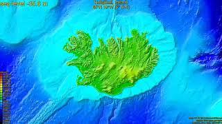 Hofsjökull, Iceland, sea level rise -135 - 65 m