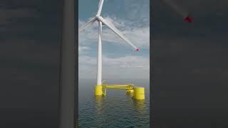 cinematic shot of WindFloat Atlantic float foundation 3d animation