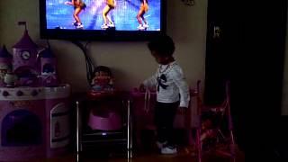 Tia copying dancers on BGT