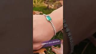 Emerald gold bracelet diamond two-toned 14k natural GIA certified  www.goldaevo.com