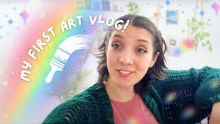 My First Art Vlog!  Studio setup, art supply shopping and haul, and recording my first tutorial