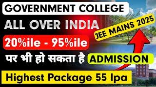 JEE MAINS 2025 | Best government colleges under 20 to 95 percentile | Marks vs percentile | cutoffs