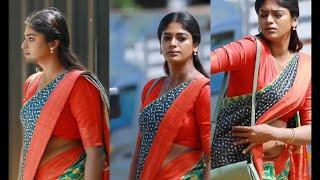 Tamil Serial Actress Vinusha Saree Navel Slip