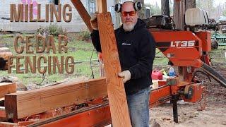 Milling a truck load of cedar fencing