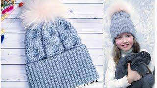 Шапка крючком узором "Косы"//Теплая шапка крючком//Crochet hat//