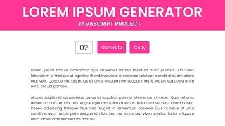 Lorem Ipsum Generator | HTML, CSS & Javascript Project