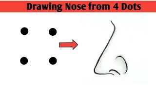 Drawing Nose From 4 Dots| Side View Nose | Nose Drawing | Dotted Nose Drawing | Easy Drawing Nose