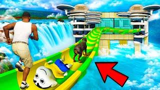 SHINCHAN AND FRANKLIN BUYING THE TOP SECRET WATERFALL MANSION WITH WATERSLIDE GTA 5