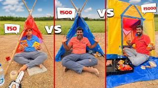 Overnight Survival Challenge In Rain Cover House With Low Budget to High Budget Telugu Experiments