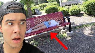 I FOUND MY LITTLE SISTER SLEEPING AT A PARK!!