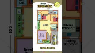 30x50 Modern House Plan | 2BHK with Porch & Car Parking | Indian Style Design  #indianstyle