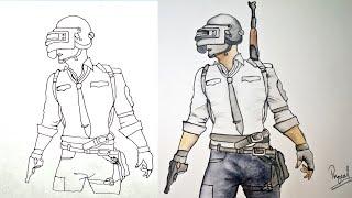 How to draw PUBG CHARACTER -Step by step drawing