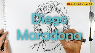 How to Draw Diego Maradona - One Line Drawing