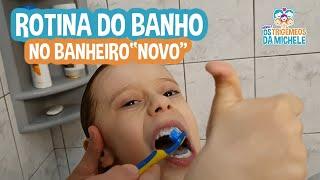 ROTINA DO BANHO NO BANHEIRO "NOVO" | Mônica e Os Trigêmeos da Michele