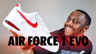 Nike Air Force 1 Evo White University Red On Foot Sneaker Review QuickSchopes 673 Schopes HF3630 100