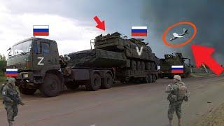 Russian "BUK-M2" Air Defense System on the Trailer of a Truck is Attacked by a Kamikaze Drone!