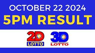 5pm Lotto Result Today October 22 2024 | PCSO Swertres Ez2