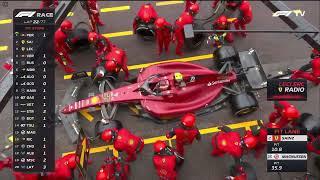 "STAY OUT STAY OUT" Leclerc loses p1 with double ferrari pitstop