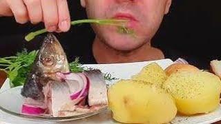 МУКБАНГ КАРТОШКА С СЕЛЁДКОЙ АСМР| MUKBANG POTATO WITH HERRING ASMR 음식