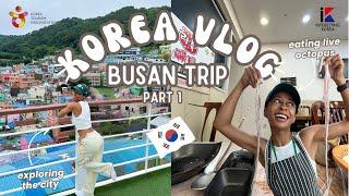 KOREA VLOG  | Busan trip pt 1 (cooking class, trying new foods like live octopus, yacht ride)