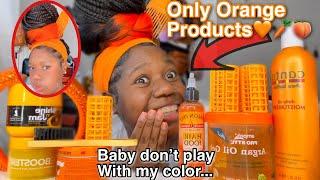 Doing my Damage Hair Only Using ORANGE hair Products!