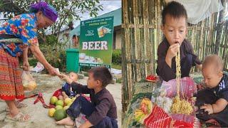 The orphan boy takes care of his younger siblings, harvests fruit, and builds a farm