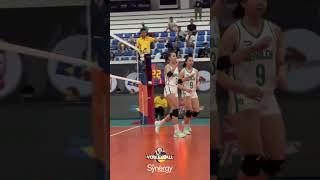 Mitch Gamit of Benilde Lady Blazers is burning on the volley court.