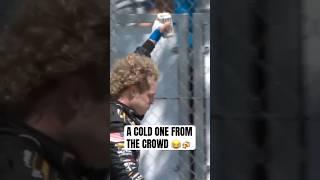 Nothing like a cold one from the crowd  #indycar #racing #roadamerica #santinoferrucci