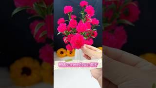 DIY ribbon rose flower #handmadegifts #flowers #gift #ribbon #rose #handmadecraft #diy #foryou #fyp