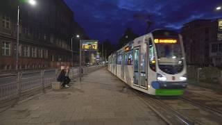 Poland, Szczecin, tram 12 night ride from Plac Rodła to Niemcewicza + walk