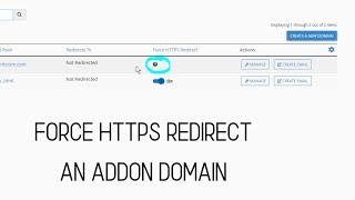 Enable HTTPS redirect on Addon Domain in cPanel