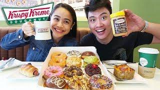 PEANUT BUTTER x COFFEE | KRISPY KREME MUKBANG FT. KELLYCHEWS!!