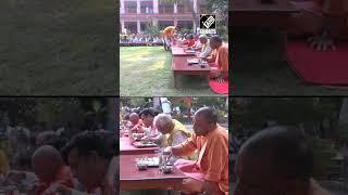 Viral: UP CM Yogi Adityanath enjoys ‘Prasad’ at holy Gorakhnath Temple in Gorakhpur