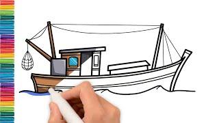 How to draw a boat for kids | Как нарисовать лодку для детей | Bolalar uchun qayiq chizish